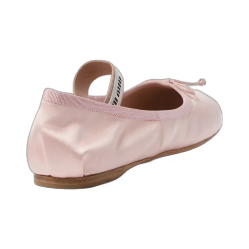 Miu Miu Bow-Detailed Slip-On Satin Ballerina Shoes