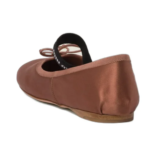 Miu Miu Logo-Strap Round-Toe Ballerina Shoes