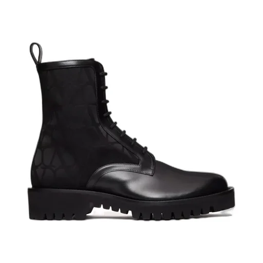 Valentino	Toile Iconographe Round Toe Combat Boots