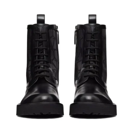 Valentino	Toile Iconographe Round Toe Combat Boots
