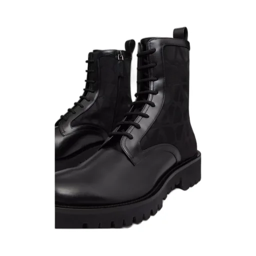 Valentino	Toile Iconographe Round Toe Combat Boots