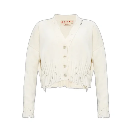Marni Distressed Cropped Knitted Cardigan