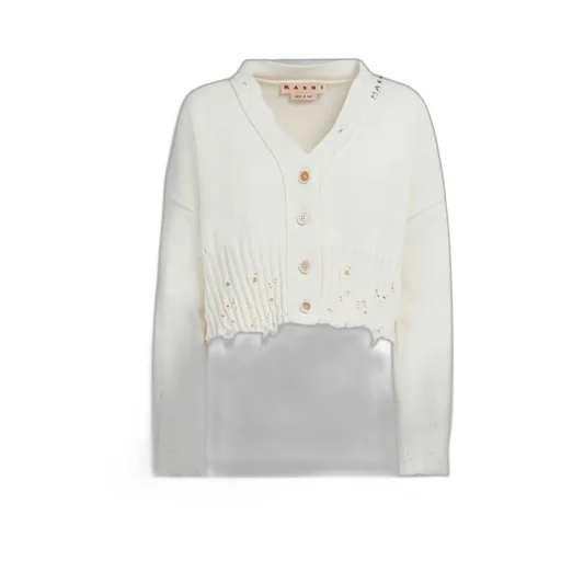 Marni Distressed Cropped Knitted Cardigan