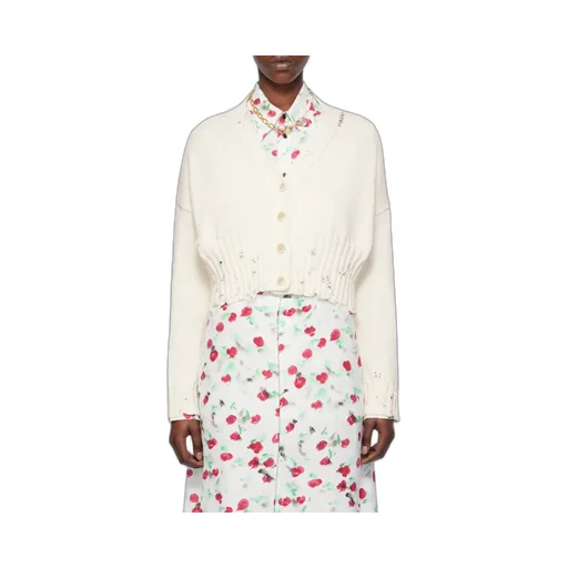 Marni Distressed Cropped Knitted Cardigan