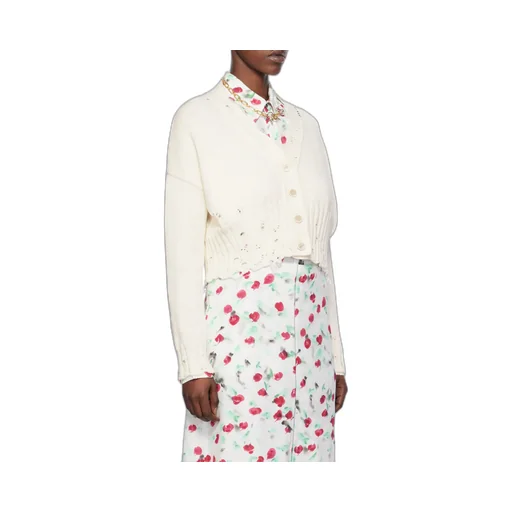 Marni Distressed Cropped Knitted Cardigan