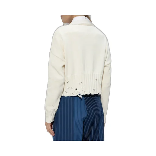 Marni Distressed Cropped Knitted Cardigan