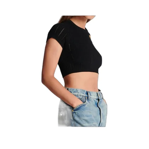 Balmain Buttoned Cropped Knit Top