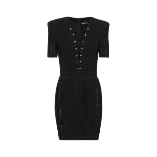 Balmain Short Fine Ribbed Knit Dress