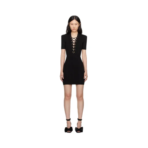 Balmain Short Fine Ribbed Knit Dress