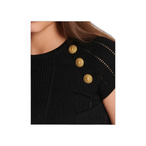 Balmain Buttoned Cropped Knit Top