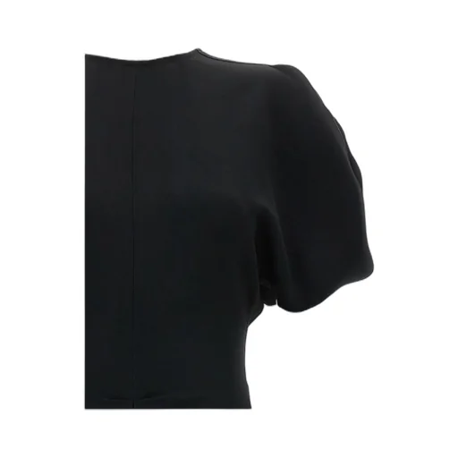 Victoria Beckham Ruched-Waist V-Back Crepe Midi Dress