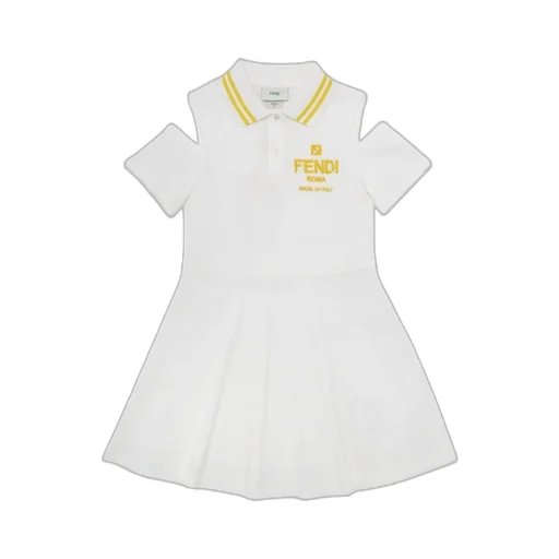 Fendi Kids Logo Embroidered Cut-Out Mini Dress