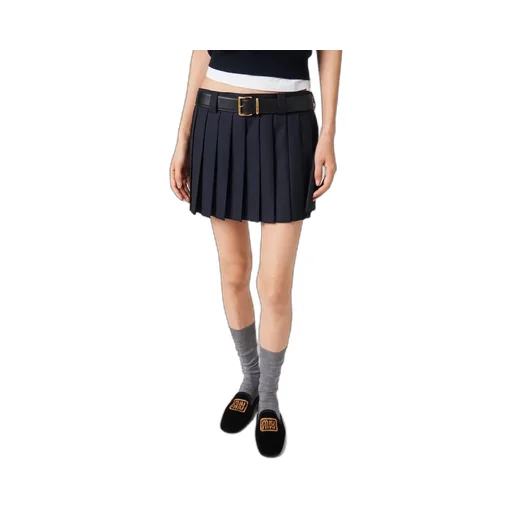 Miu Miu Logo-Patch Pleated Mini Skirt