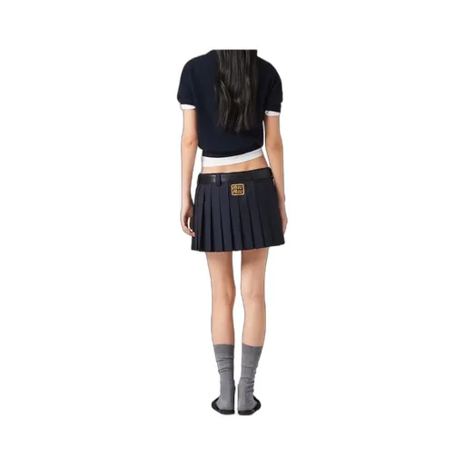 Miu Miu Logo-Patch Pleated Mini Skirt