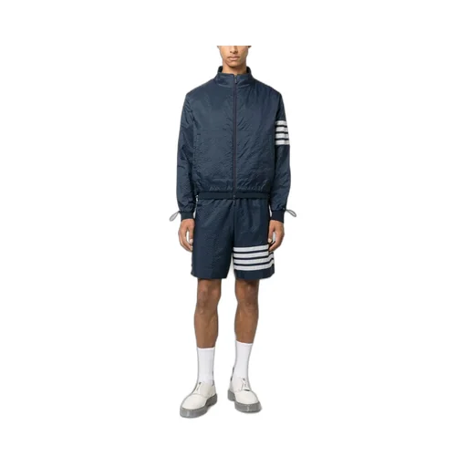 Thom Browne 4-Bar Striped Zipped Ripstop Jacket
