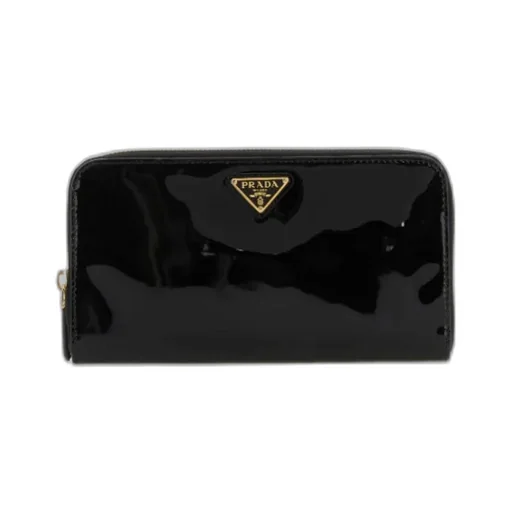 Prada Logo Plaque Zipped Wallet