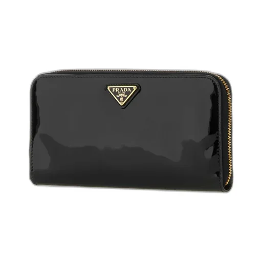 Prada Logo Plaque Zipped Wallet