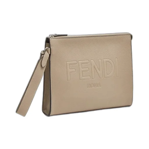 Fendi Logo Embossed Zipped Pouch