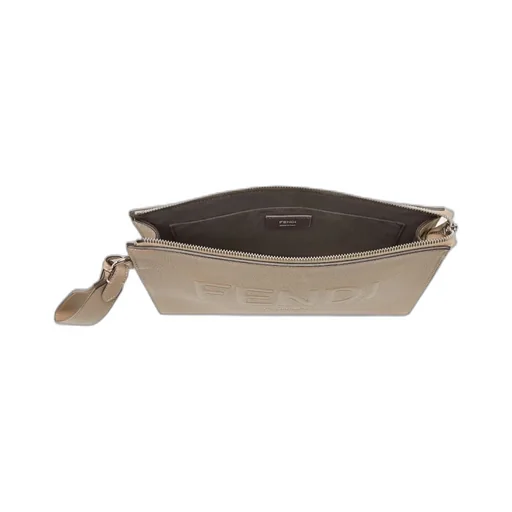 Fendi Logo Embossed Zipped Pouch