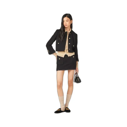 Miu Miu Logo-Patch Sequin-Trim Mini Skirt