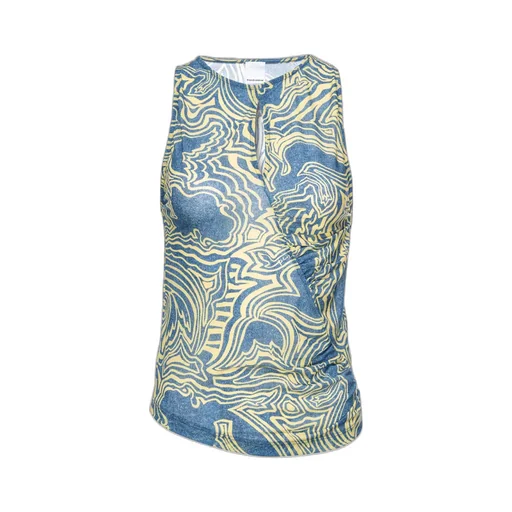 Abstract-Print Ruched Tank Top