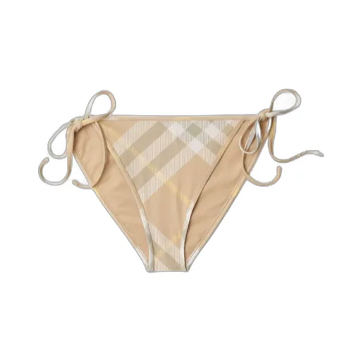 Burberry Checked Side-Tied Stretch Bikini Bottoms