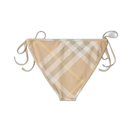 Burberry Checked Side-Tied Stretch Bikini Bottoms