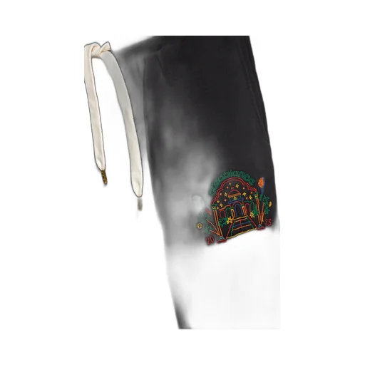 Rainbow Crayon Temple-Embroidery Track Pants