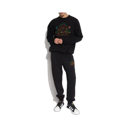 Rainbow Crayon Temple-Embroidery Track Pants
