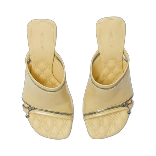 Burberry Peep Decorative-Zip Slip-On Sandals