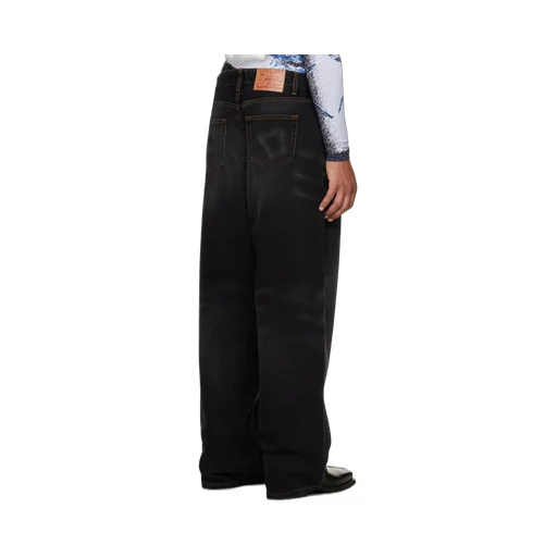 Washed-Effect Wide-Leg Jeans