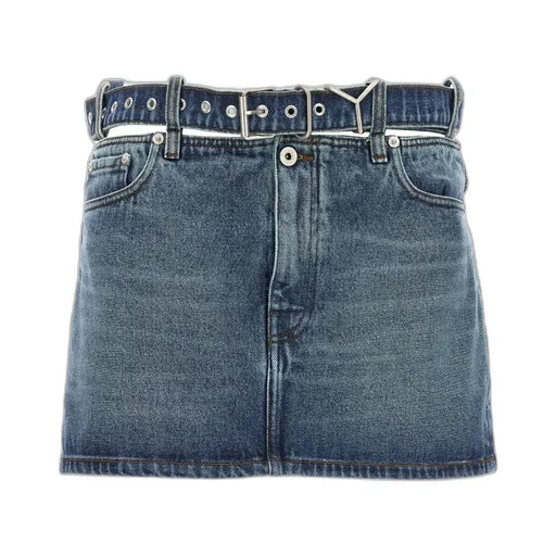 Y/Project Y Belt Logo Patch Denim Skirt