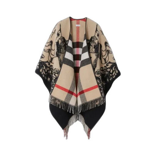 Burberry Equestrian Knight Fringed-Edge Cape