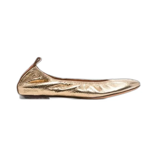 Lanvin Ruched Detail Metallic Ballerina Shoes