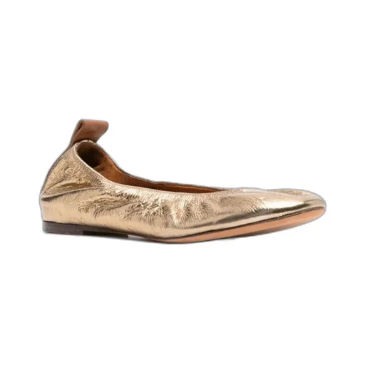 Lanvin Ruched Detail Metallic Ballerina Shoes