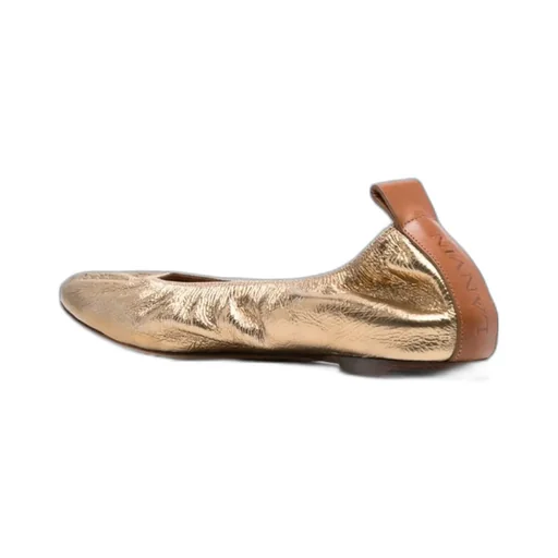 Lanvin Ruched Detail Metallic Ballerina Shoes