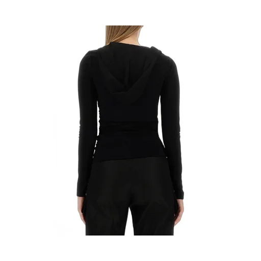Off-White Fluid Jer Twist Long-Sleeved Hooded Top