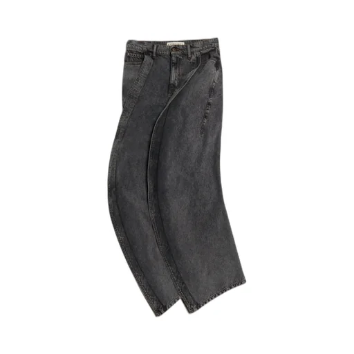 Draped Low-Rise Wide-Leg Jeans