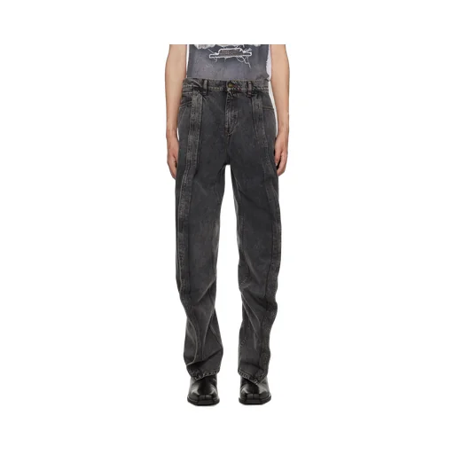 Draped Low-Rise Wide-Leg Jeans