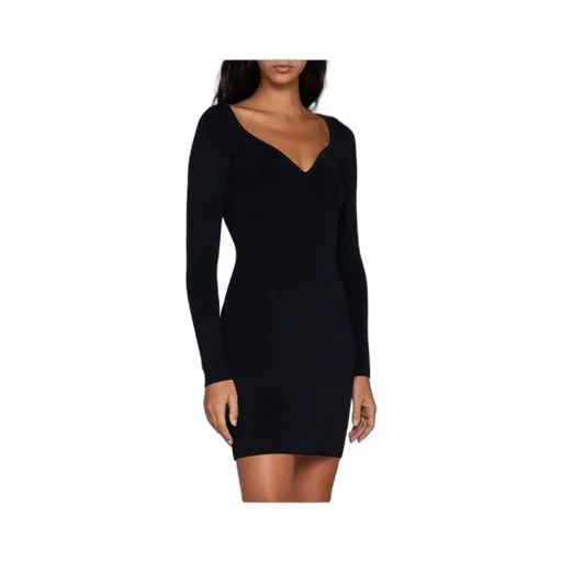 V-Neck Ribbed Minidress