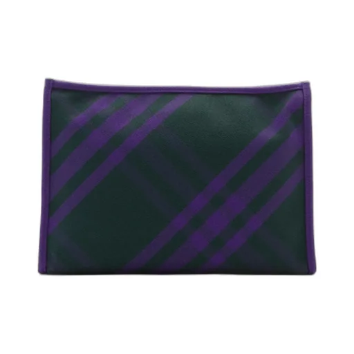 Burberry Check-Pattern Zipped Clutch Bag