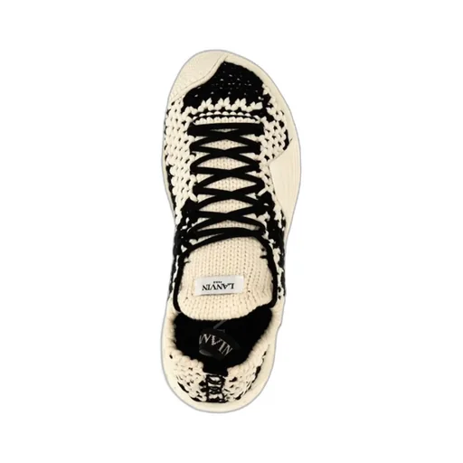 Lanvin Flash-X Crochet-Knit Lace-Up Sneakers