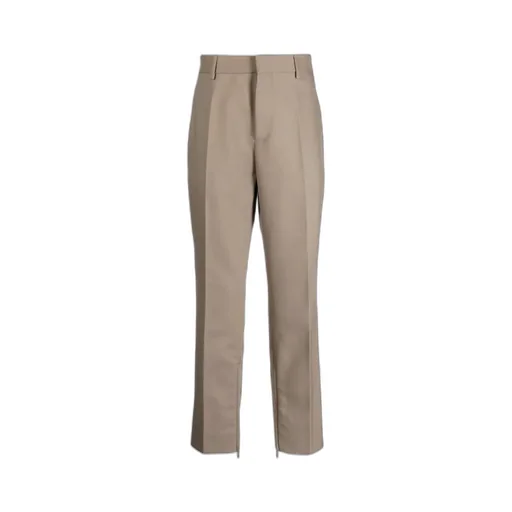Zip-Detail Cotton Tailored Trousers