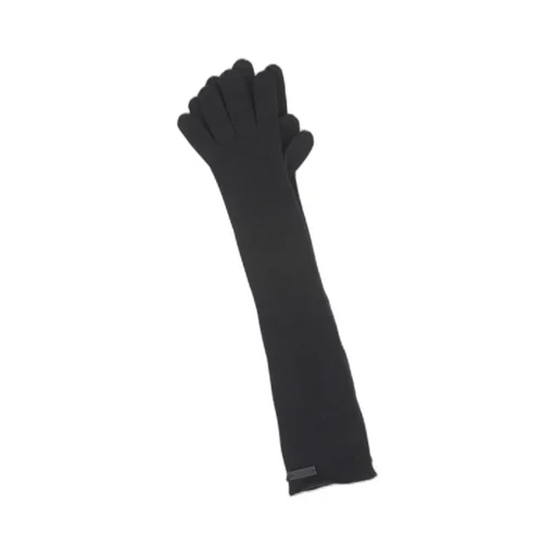 Saint Laurent Logo Patch Ribbed Knit Gloves