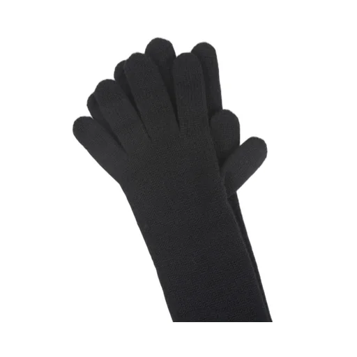 Saint Laurent Logo Patch Ribbed Knit Gloves