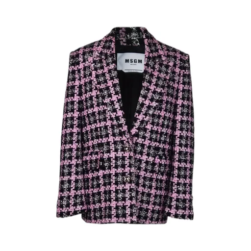 Msgm Plunging V-Neck Single-Breasted Tweed Blazer