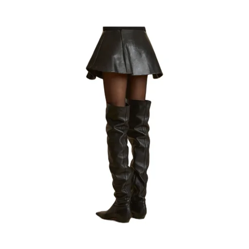 Ralfa Pleated Leather Mini Skirt