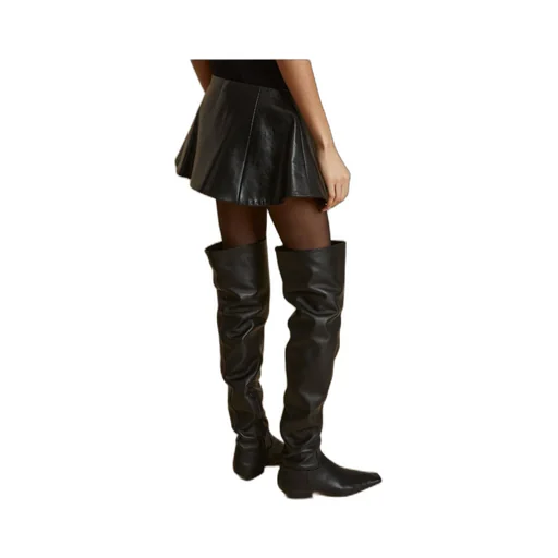 Ralfa Pleated Leather Mini Skirt