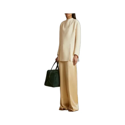 Khaite The Mahni Slit-Detailed Crewneck Blouse