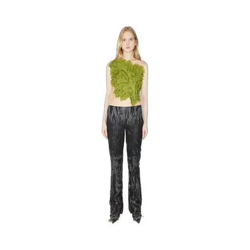 Faded-Effect Flared Trousers